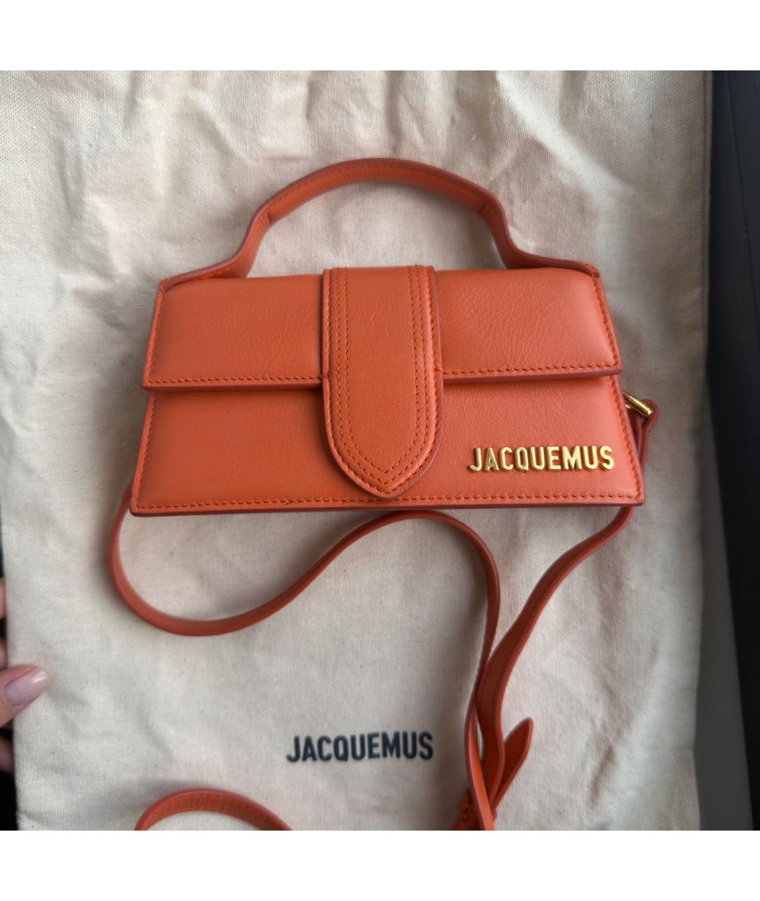 JACQUEMUS Оранжевая кожаная сумка через плечо, фото 5