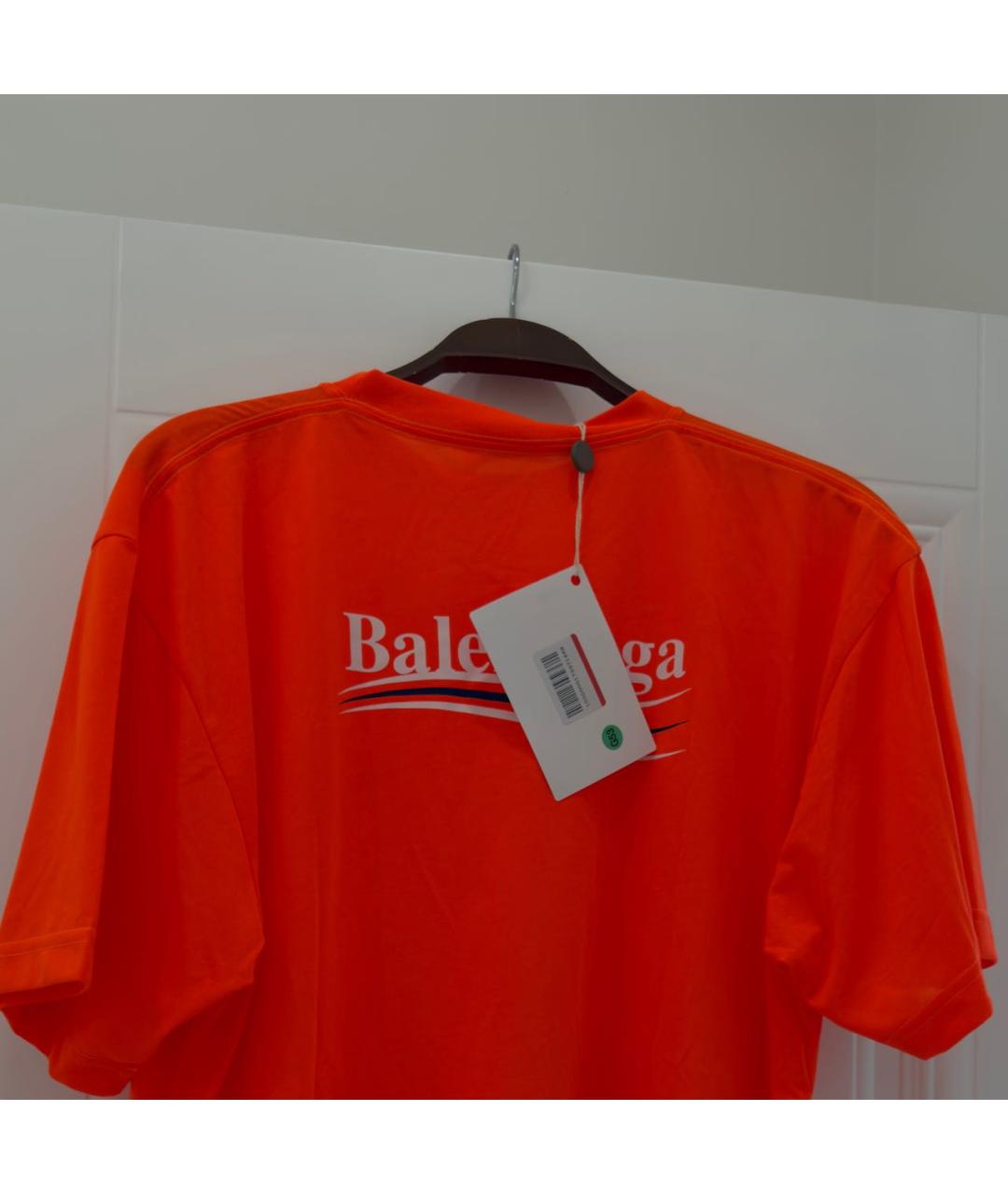 BALENCIAGA Оранжевая полиэстеровая футболка, фото 3