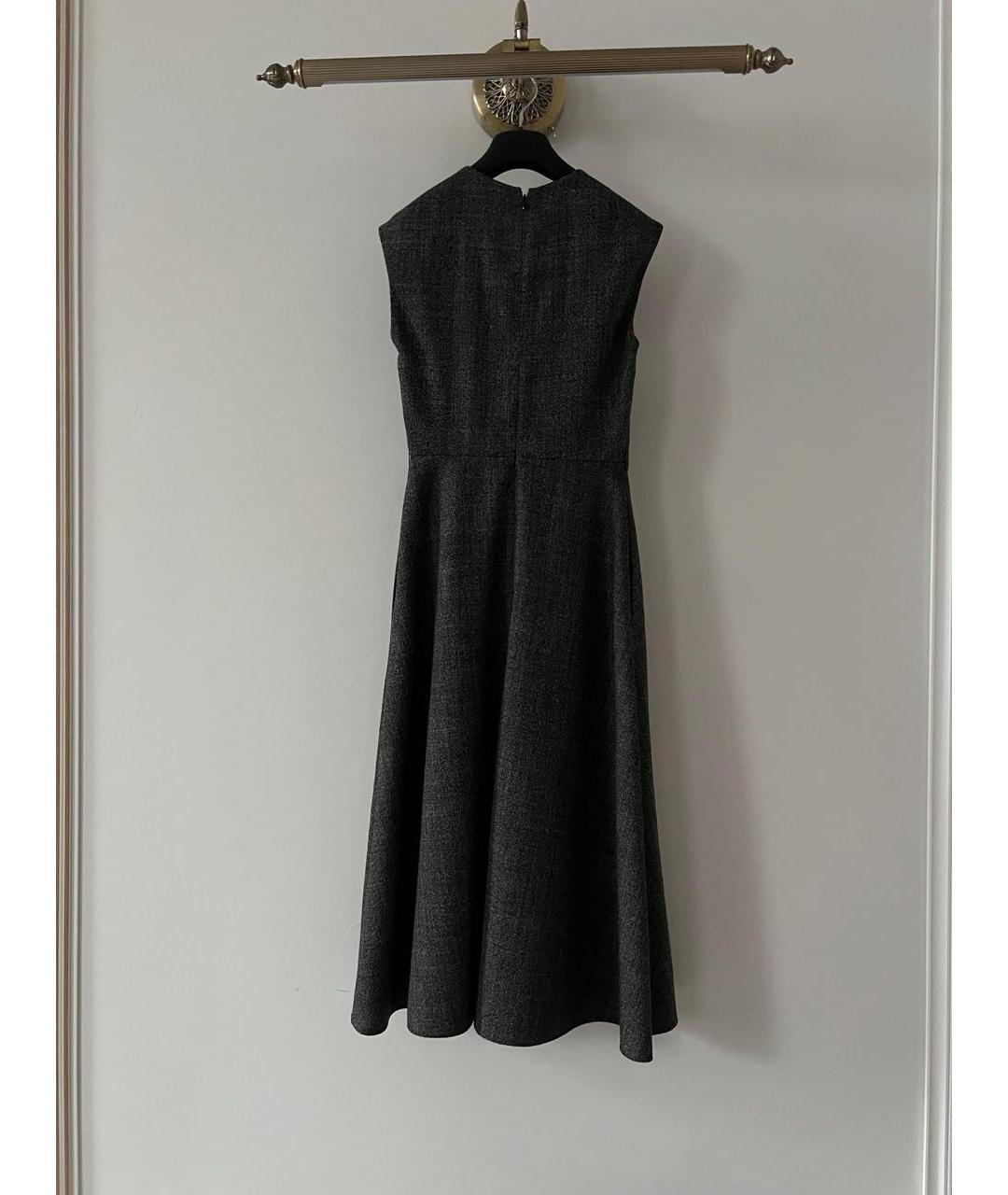 CHRISTIAN DIOR Антрацитовое шерстяное повседневное платье, фото 2