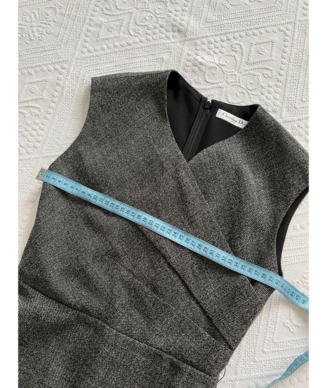 CHRISTIAN DIOR Антрацитовое шерстяное повседневное платье, фото 4