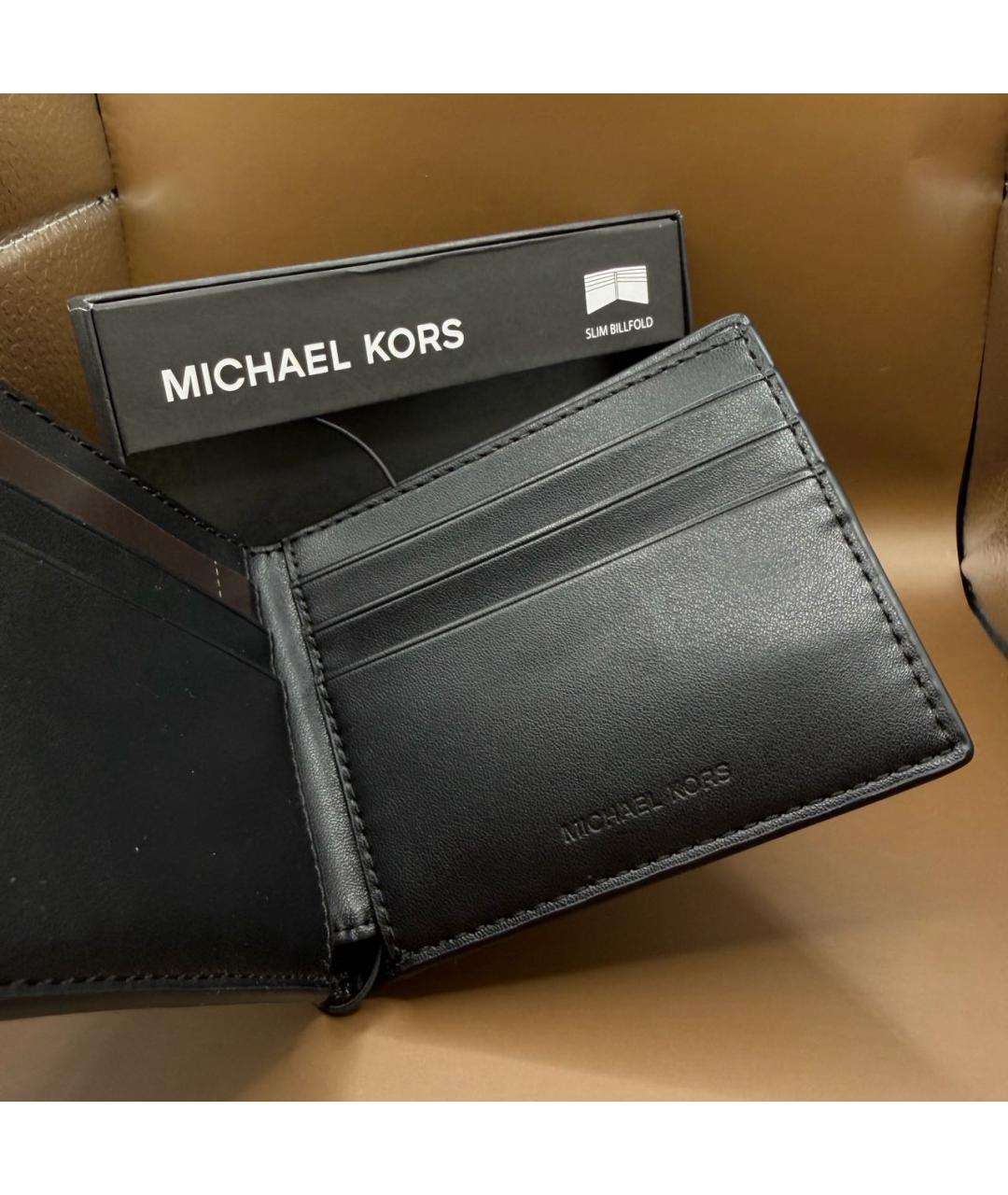 MICHAEL KORS Черный кожаный кошелек, фото 6