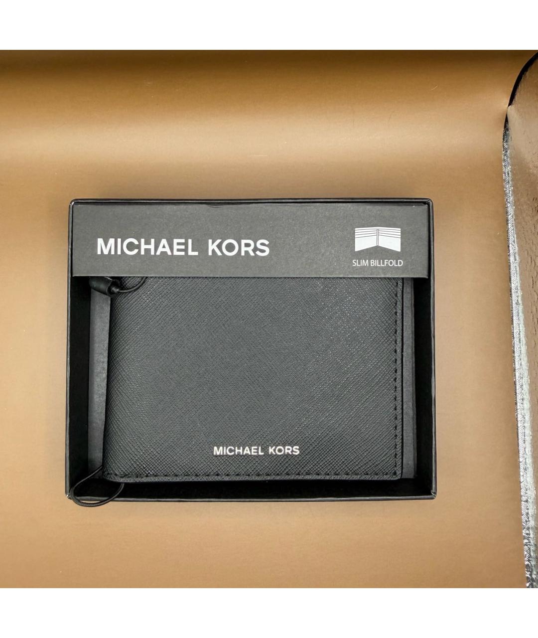 MICHAEL KORS Черный кожаный кошелек, фото 8