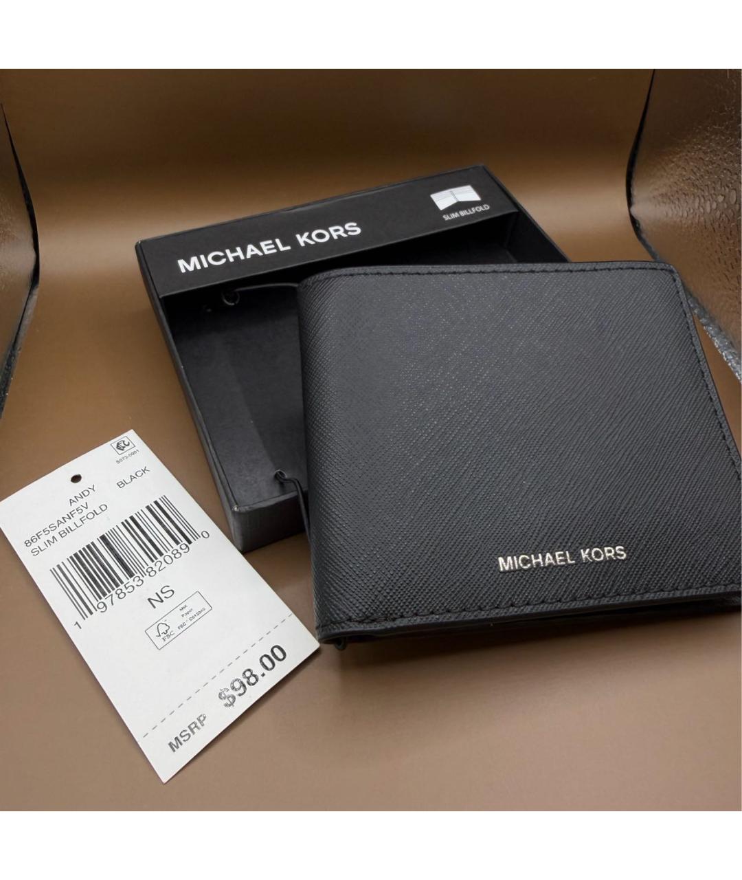 MICHAEL KORS Черный кожаный кошелек, фото 5