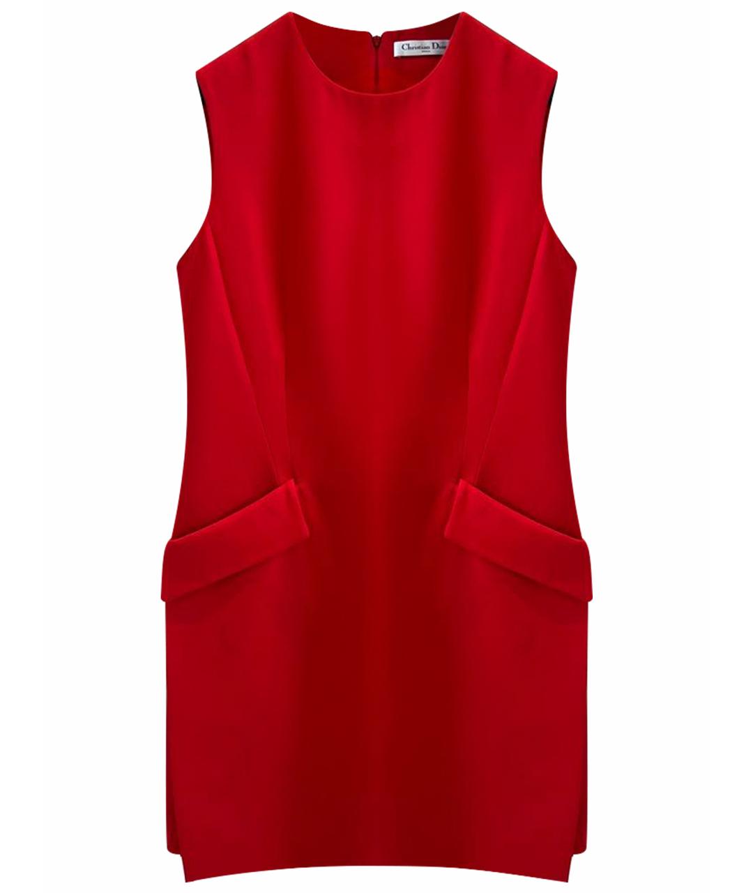 CHRISTIAN DIOR Красное шерстяное коктейльное платье, фото 1