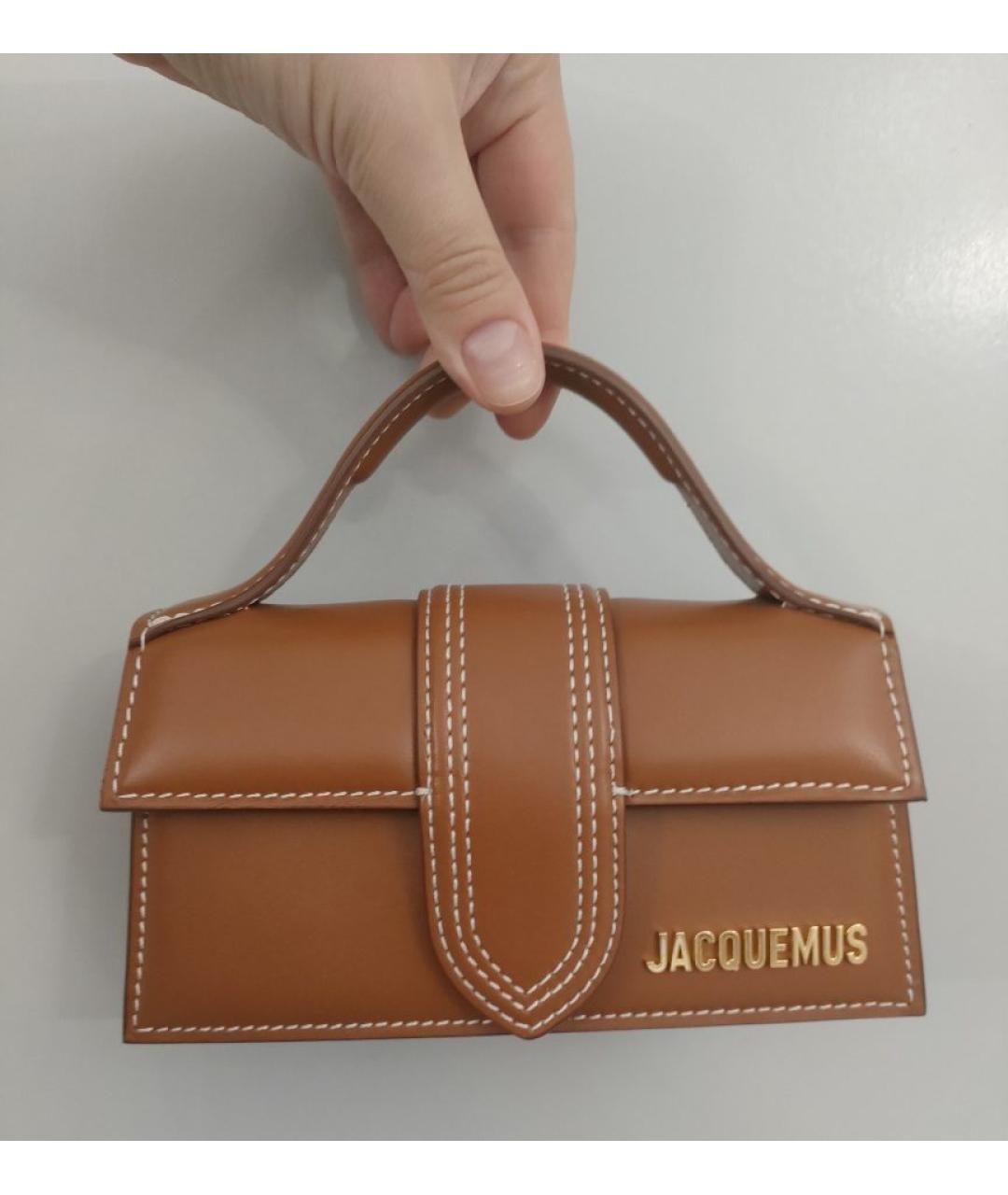 JACQUEMUS Коричневая кожаная сумка через плечо, фото 6