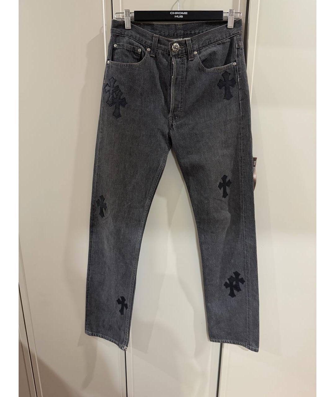 CHROME HEARTS Антрацитовые хлопковые прямые джинсы, фото 6