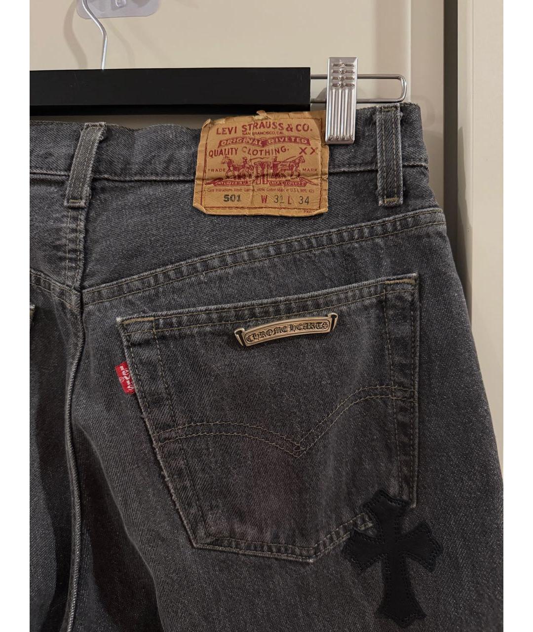 CHROME HEARTS Антрацитовые хлопковые прямые джинсы, фото 5