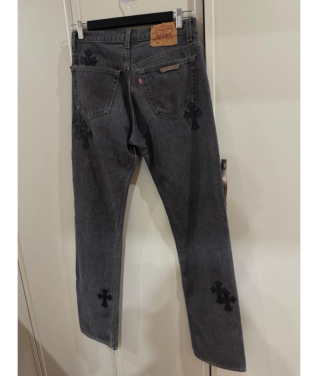 CHROME HEARTS Антрацитовые хлопковые прямые джинсы, фото 4