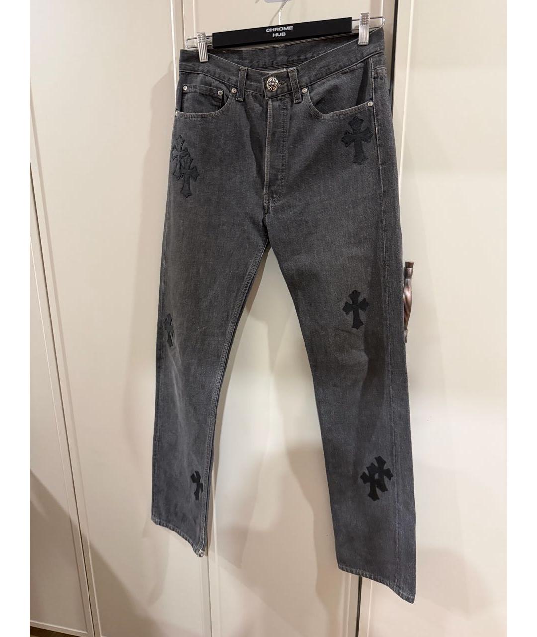 CHROME HEARTS Антрацитовые хлопковые прямые джинсы, фото 2