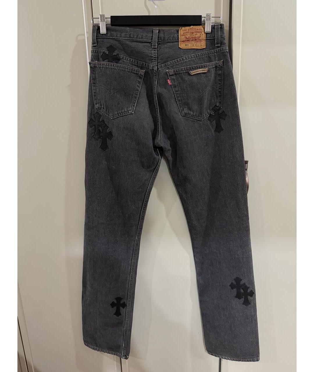 CHROME HEARTS Антрацитовые хлопковые прямые джинсы, фото 3
