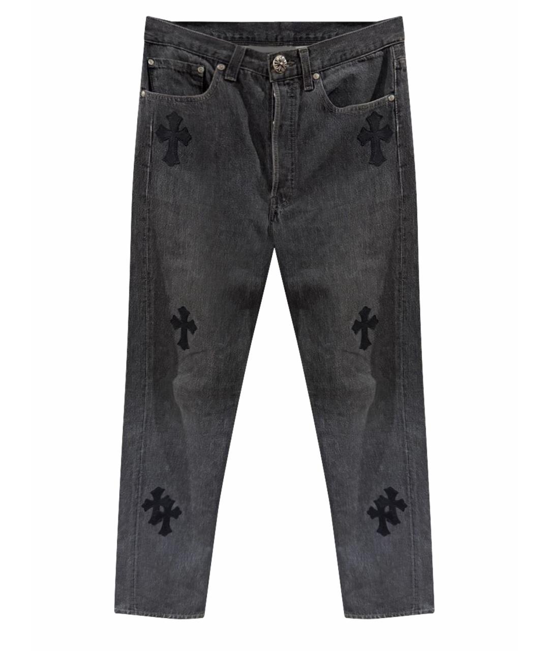 CHROME HEARTS Антрацитовые хлопковые прямые джинсы, фото 1