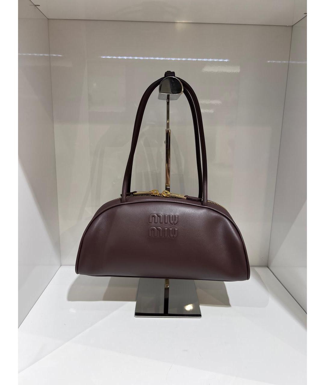 MIU MIU Коричневая кожаная сумка с короткими ручками, фото 3