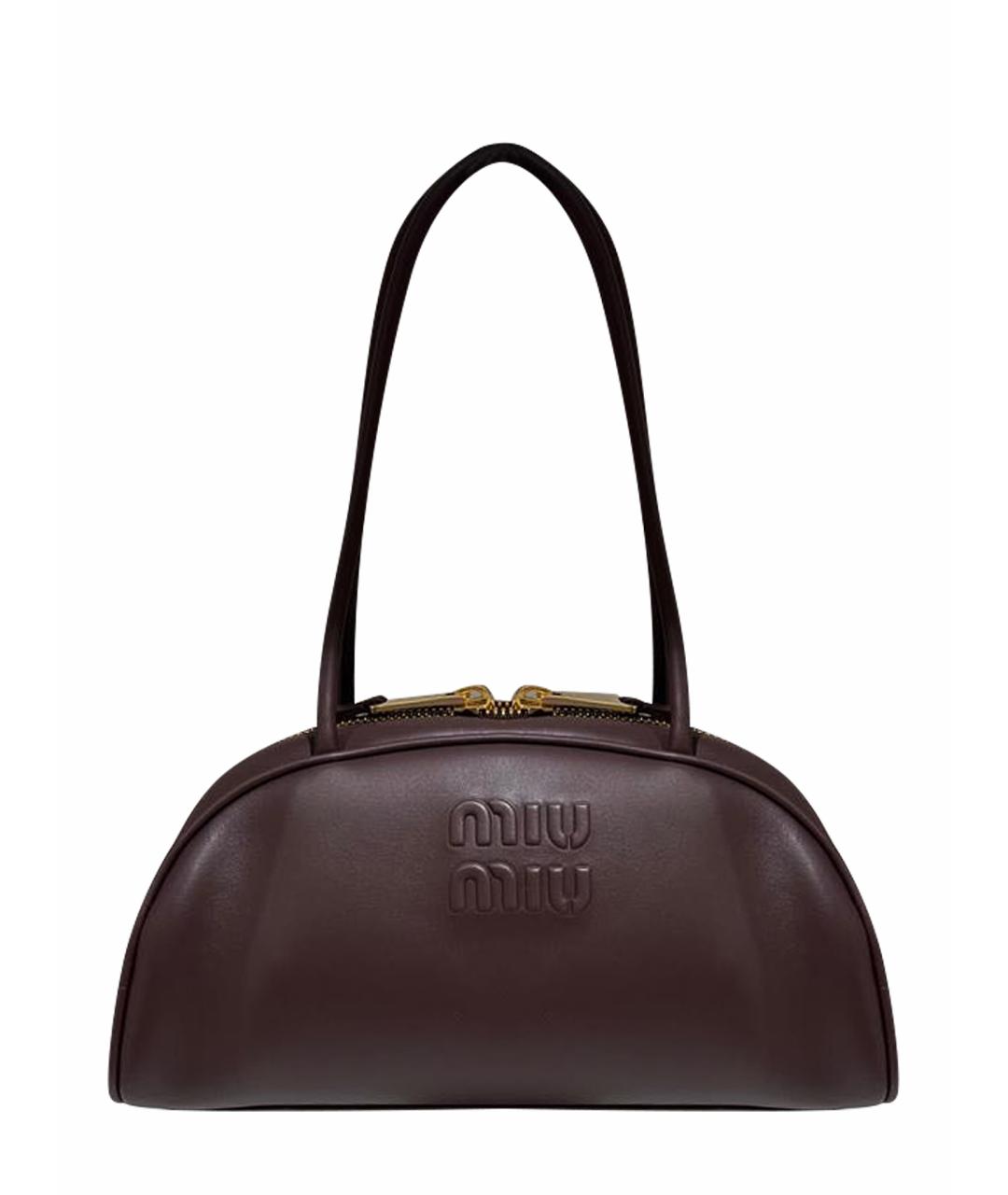 MIU MIU Коричневая кожаная сумка с короткими ручками, фото 1