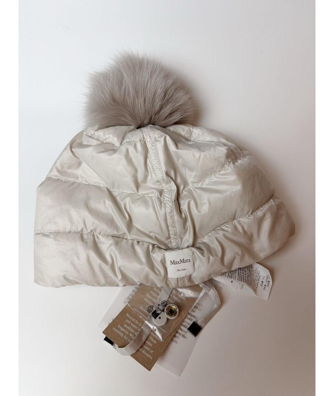 MAX MARA THE CUBE Бежевая синтетическая шапка, фото 3
