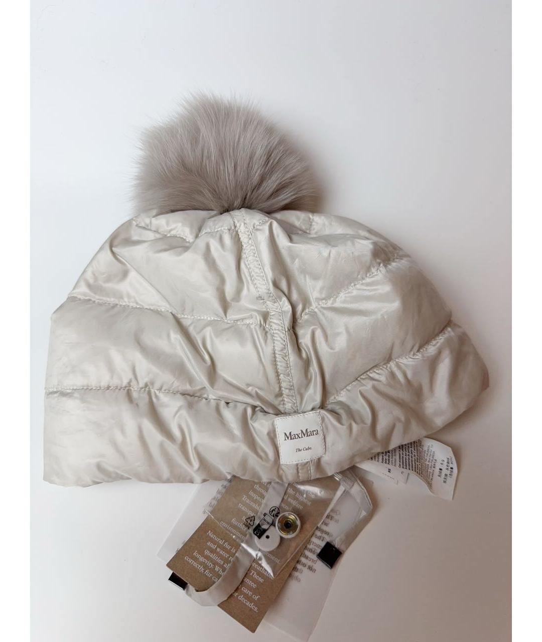 MAX MARA THE CUBE Бежевая синтетическая шапка, фото 7