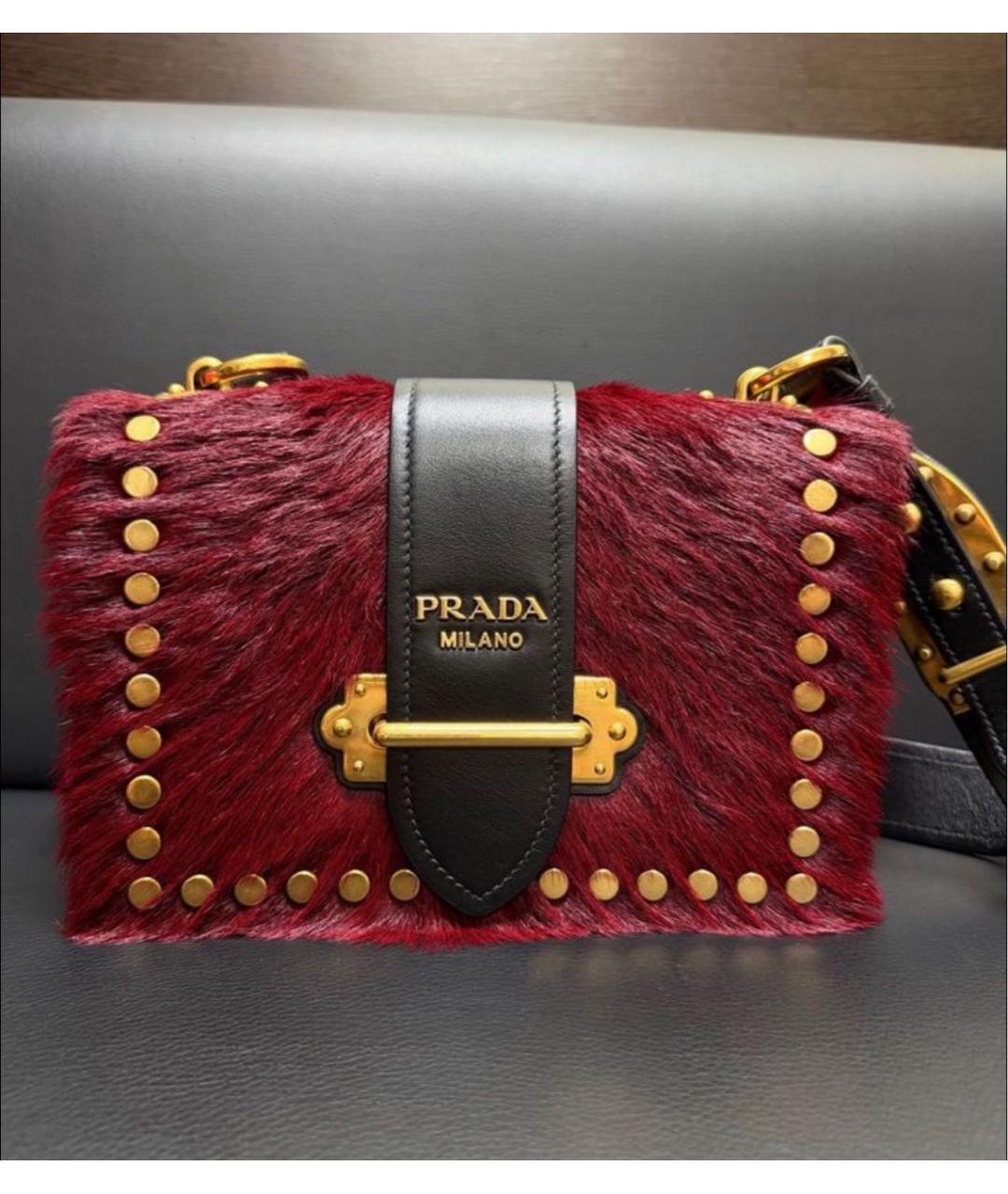 PRADA Бордовая кожаная сумка через плечо, фото 8