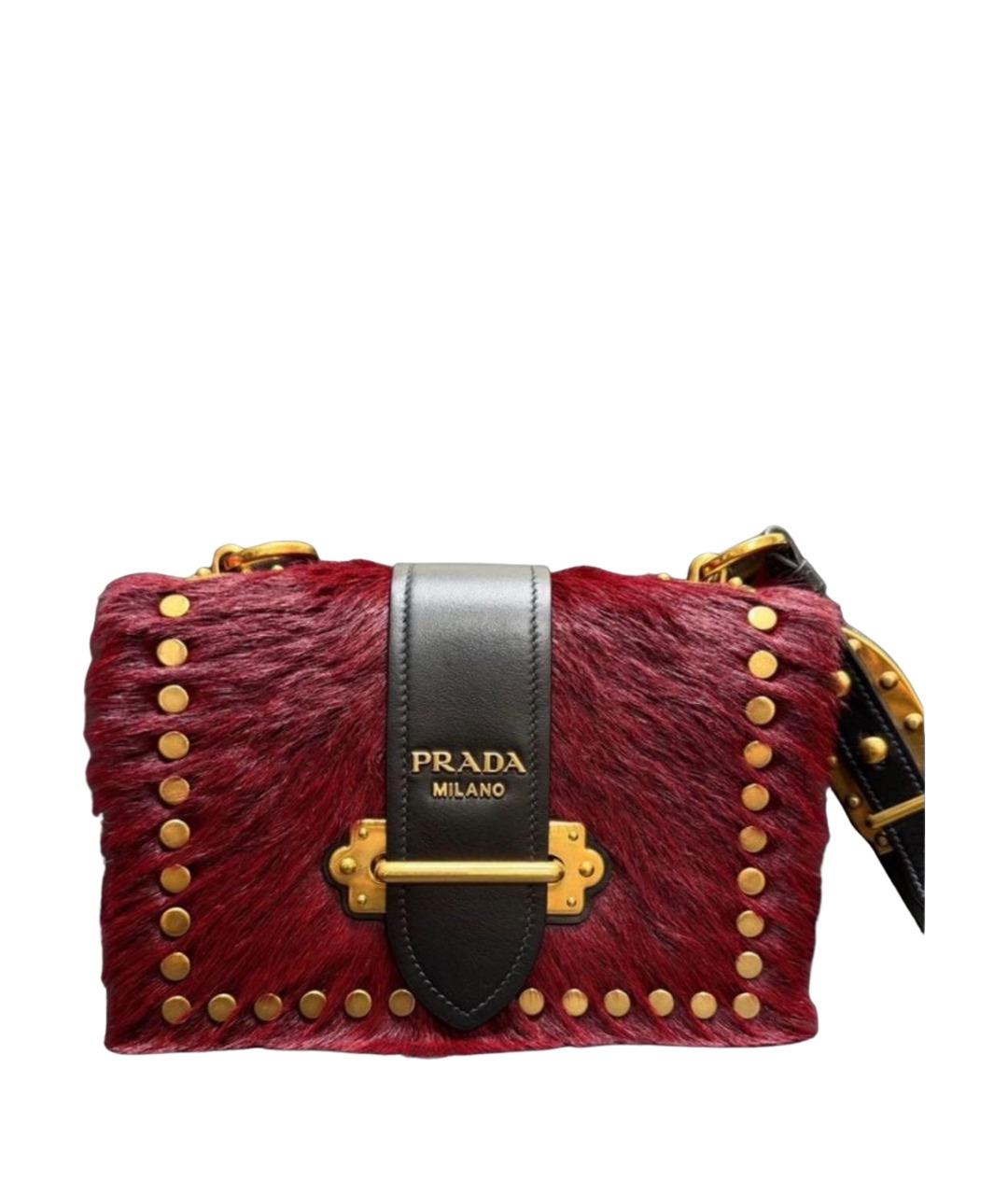 PRADA Бордовая кожаная сумка через плечо, фото 1