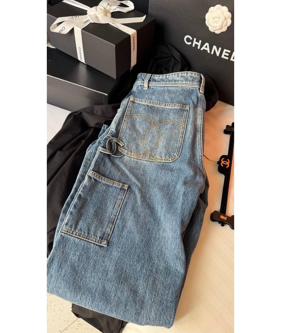 CHANEL Голубые хлопковые прямые джинсы, фото 6