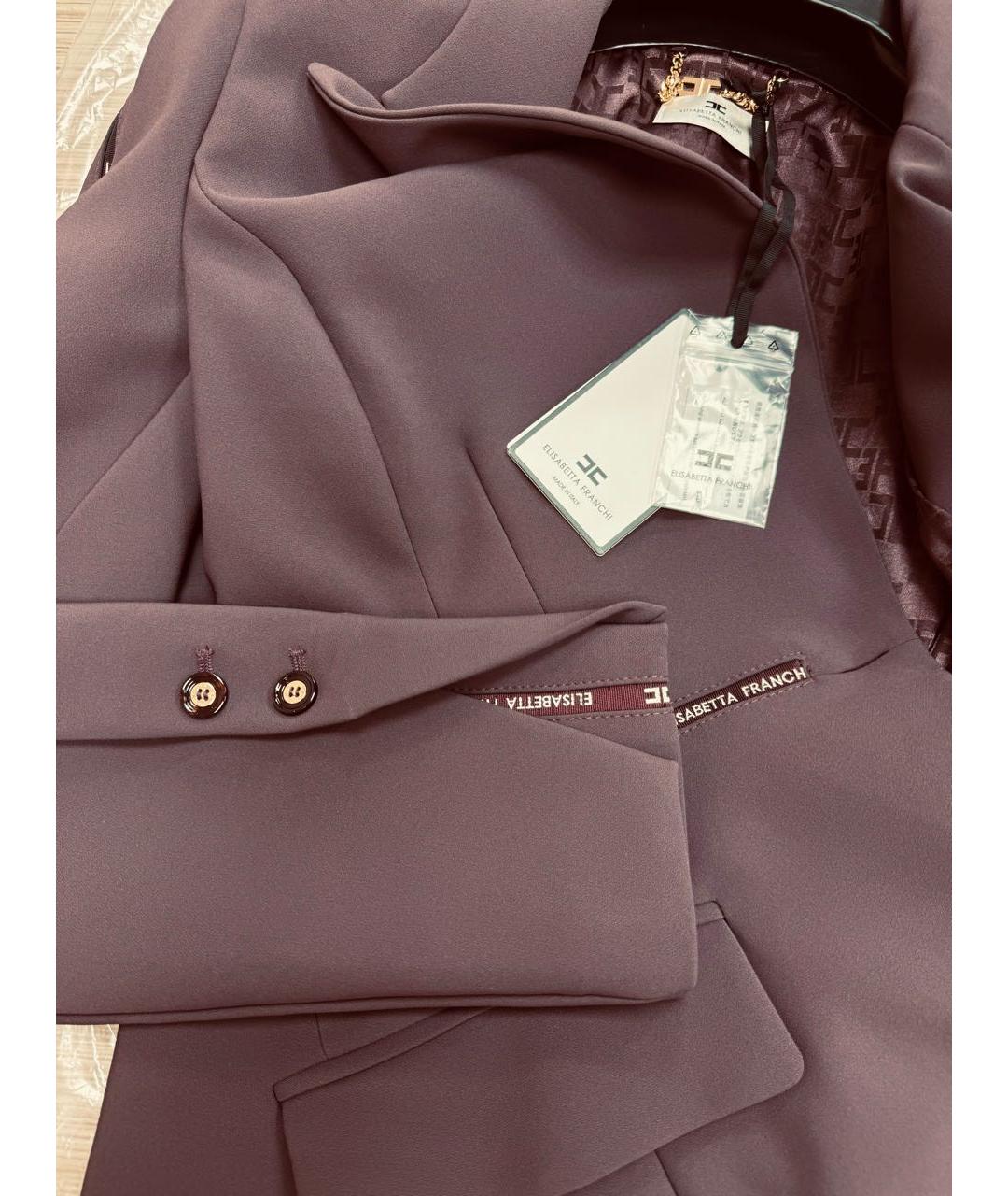 ELISABETTA FRANCHI Бордовый полиэстеровый жакет/пиджак, фото 6
