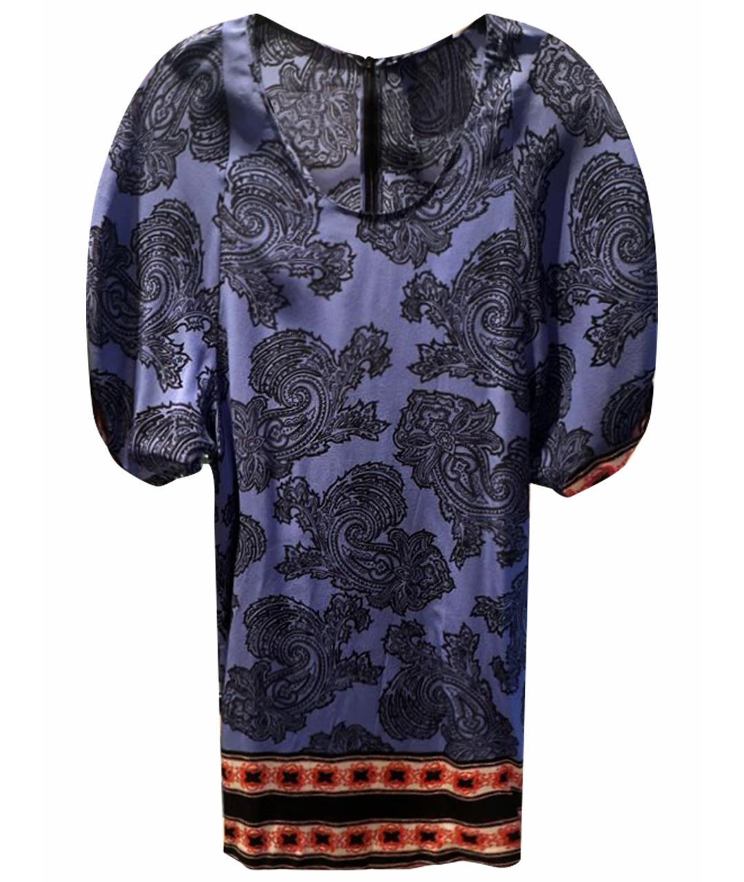ETRO Синее шелковое повседневное платье, фото 1