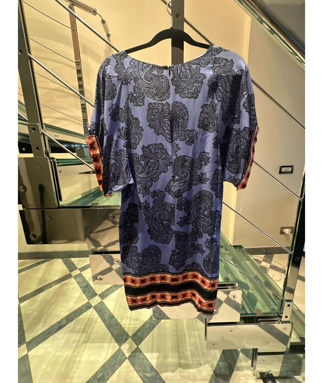ETRO Синее шелковое повседневное платье, фото 2