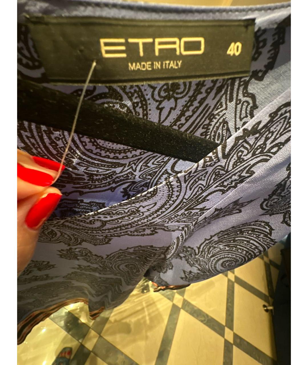 ETRO Синее шелковое повседневное платье, фото 3