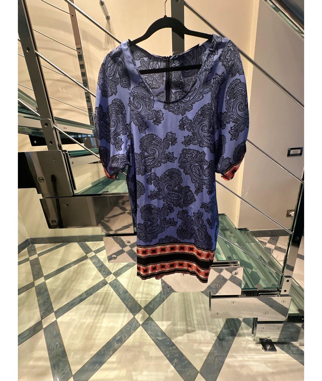 ETRO Синее шелковое повседневное платье, фото 6