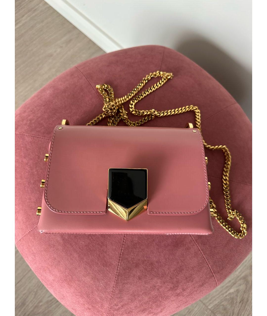 JIMMY CHOO Розовая кожаная сумка через плечо, фото 5
