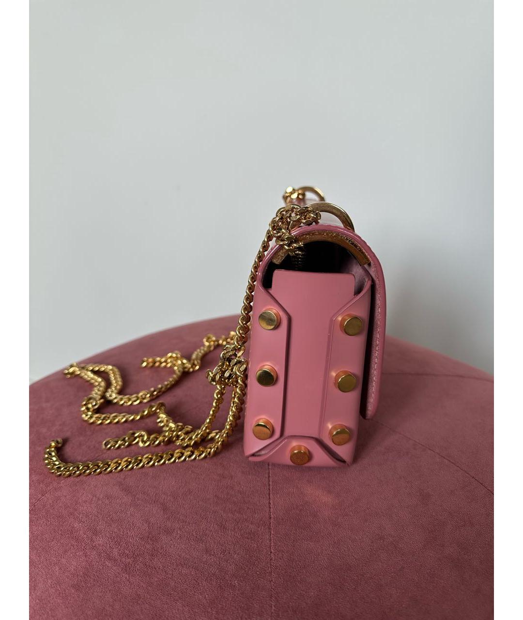 JIMMY CHOO Розовая кожаная сумка через плечо, фото 3