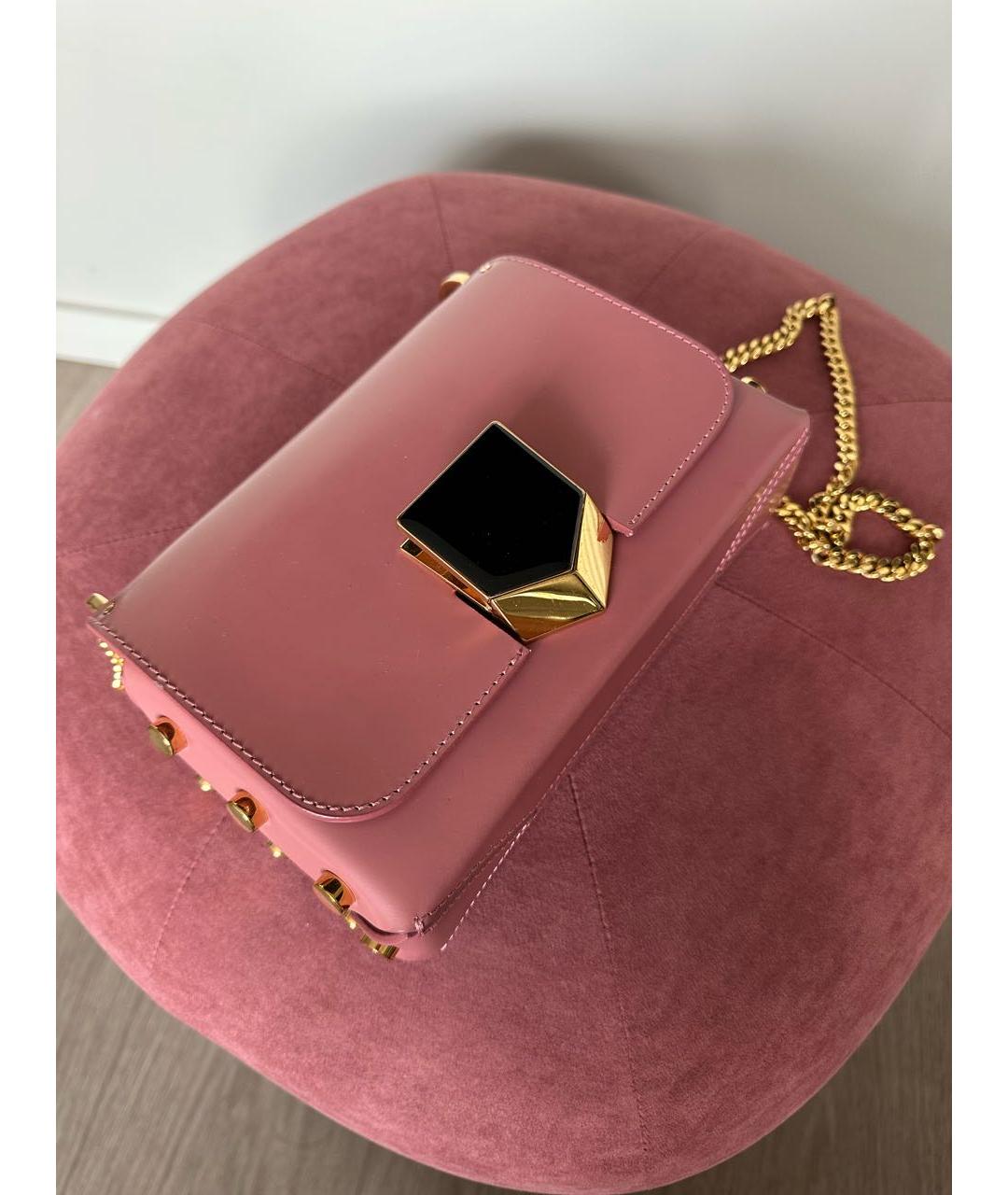 JIMMY CHOO Розовая кожаная сумка через плечо, фото 2