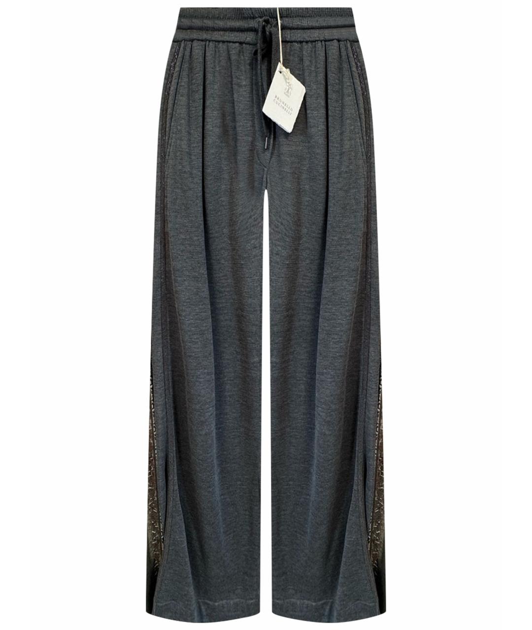 BRUNELLO CUCINELLI Антрацитовые шелковые брюки широкие, фото 1