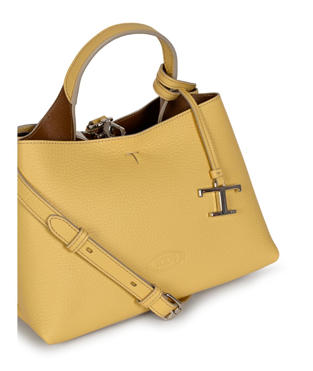 TOD'S Желтая кожаная сумка тоут, фото 8