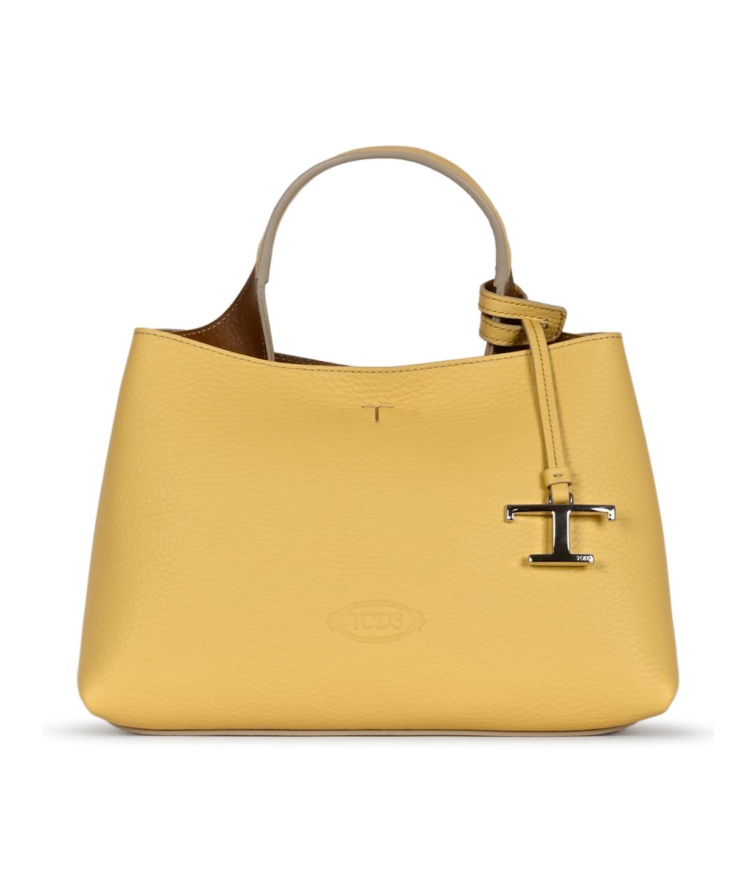 TOD'S Желтая кожаная сумка тоут, фото 2