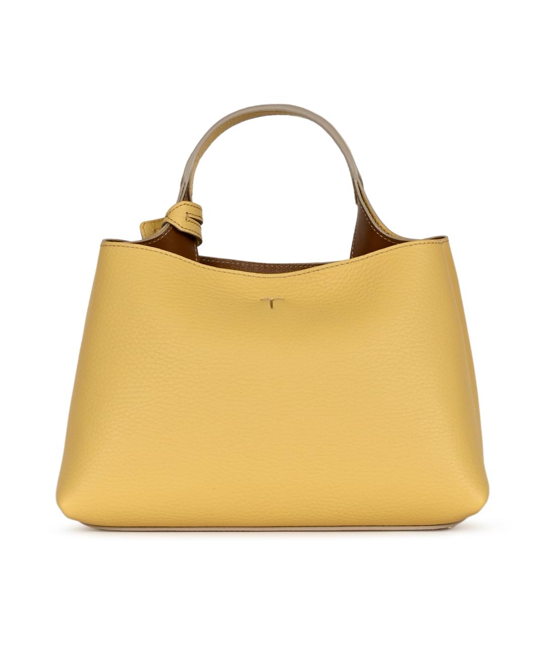 TOD'S Желтая кожаная сумка тоут, фото 6