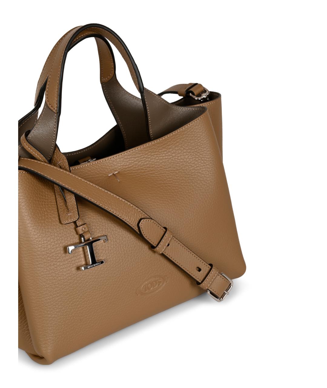 TOD'S Коричневая кожаная сумка тоут, фото 8