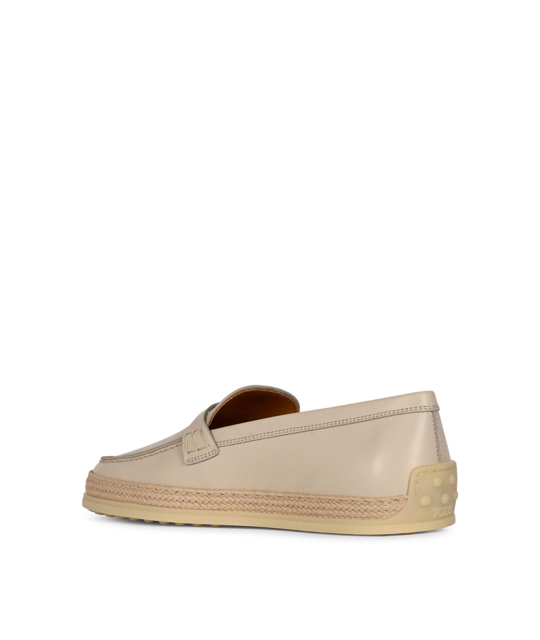 TOD'S Бежевые кожаные лоферы, фото 6