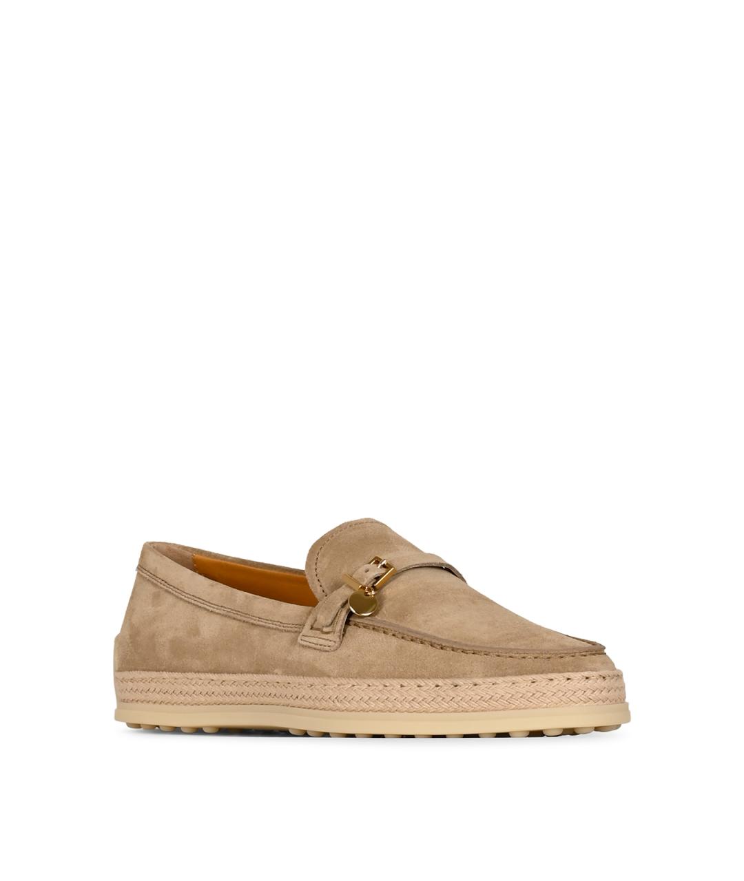 TOD'S Бежевые кожаные лоферы, фото 4