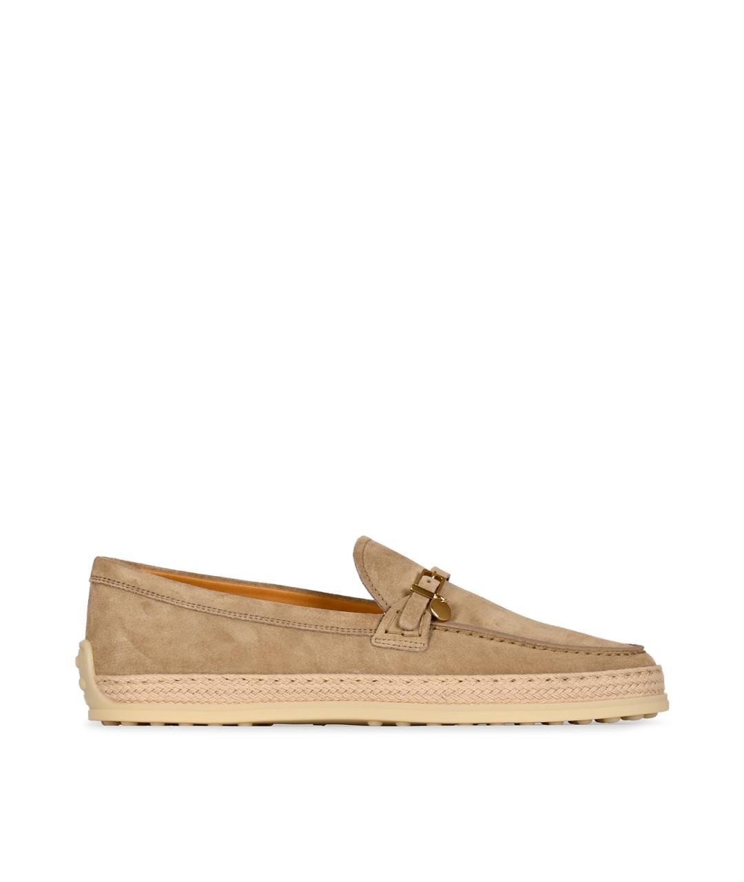 TOD'S Бежевые кожаные лоферы, фото 1