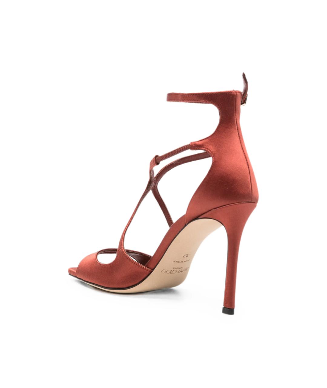 JIMMY CHOO Красные кожаные босоножки, фото 4