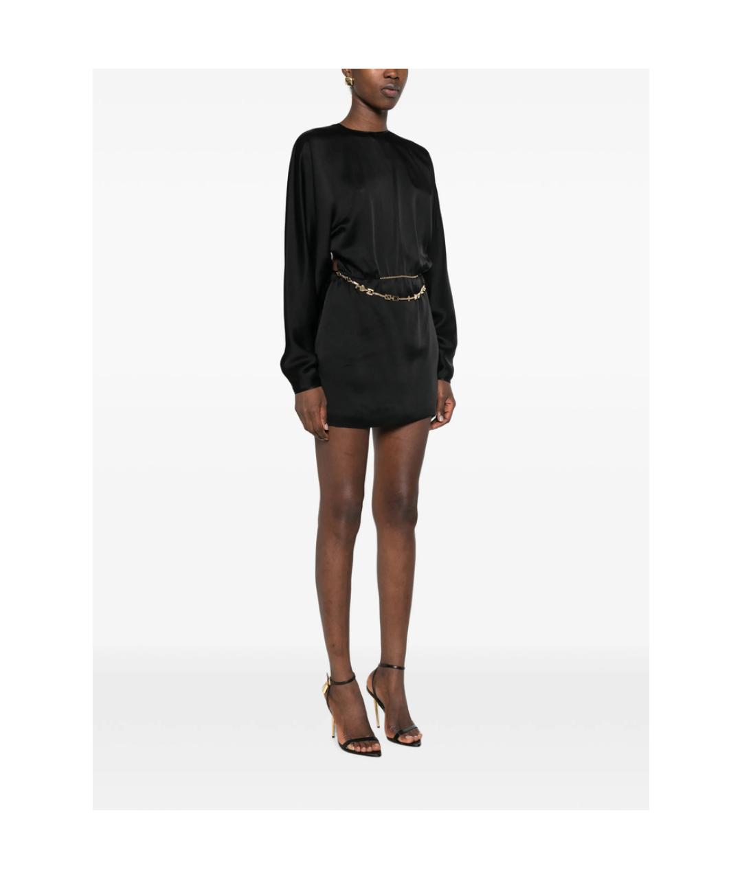 SAINT LAURENT Черное шелковое коктейльное платье, фото 2