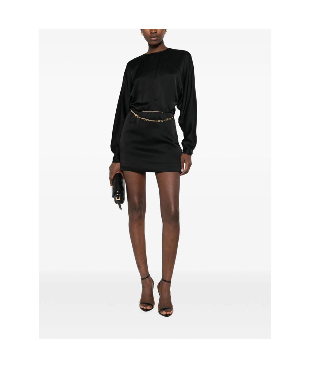 SAINT LAURENT Черное шелковое коктейльное платье, фото 5