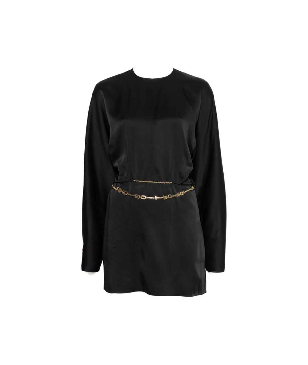 SAINT LAURENT Черное шелковое коктейльное платье, фото 1