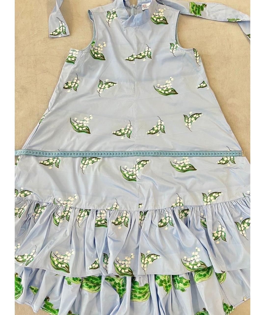 RED VALENTINO Голубое хлопковое повседневное платье, фото 5