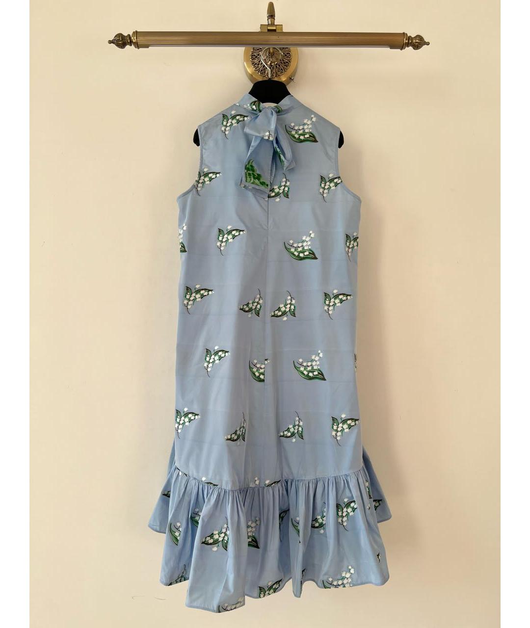 RED VALENTINO Голубое хлопковое повседневное платье, фото 2