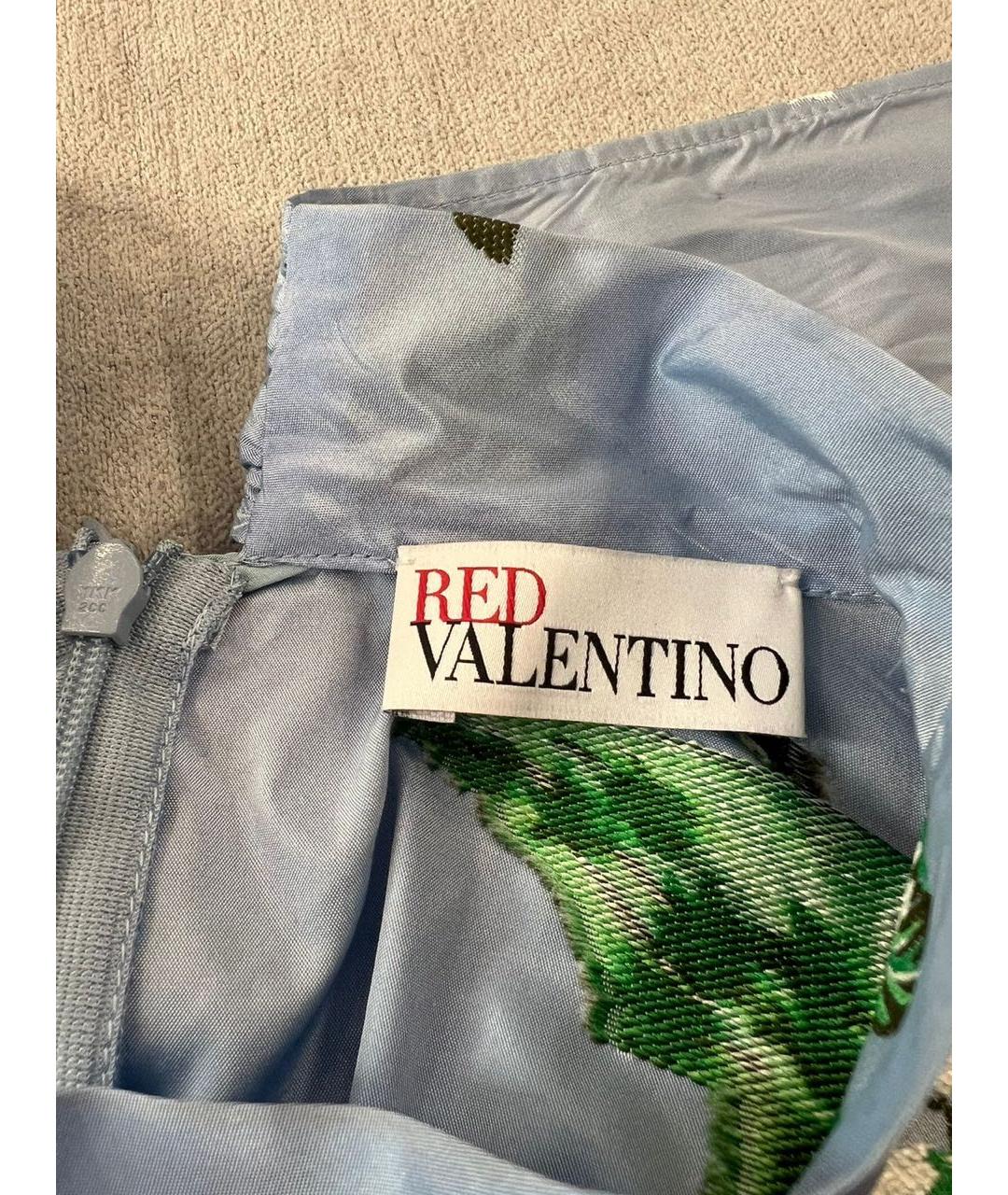 RED VALENTINO Голубое хлопковое повседневное платье, фото 7