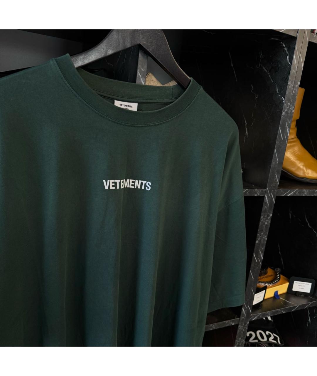VETEMENTS Зеленая хлопковая футболка, фото 3