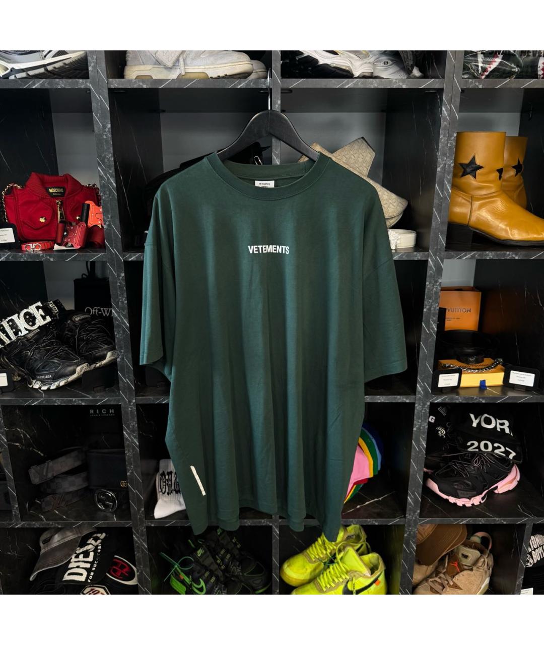 VETEMENTS Зеленая хлопковая футболка, фото 7