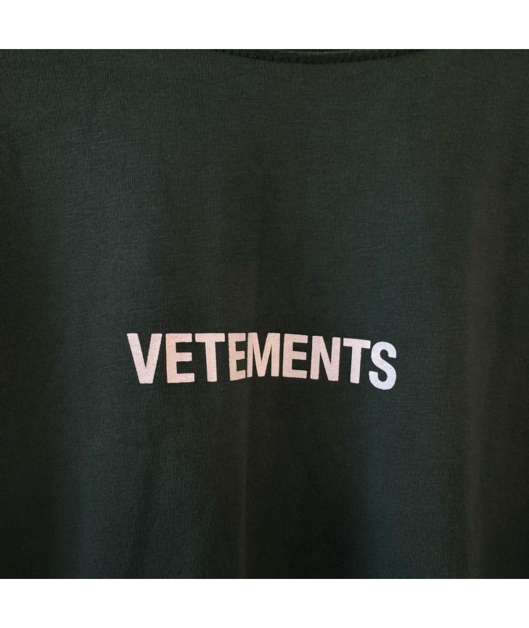 VETEMENTS Зеленая хлопковая футболка, фото 5