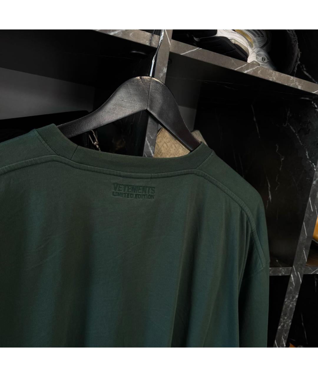 VETEMENTS Зеленая хлопковая футболка, фото 4