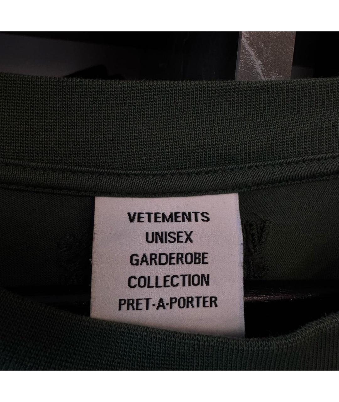 VETEMENTS Зеленая хлопковая футболка, фото 6